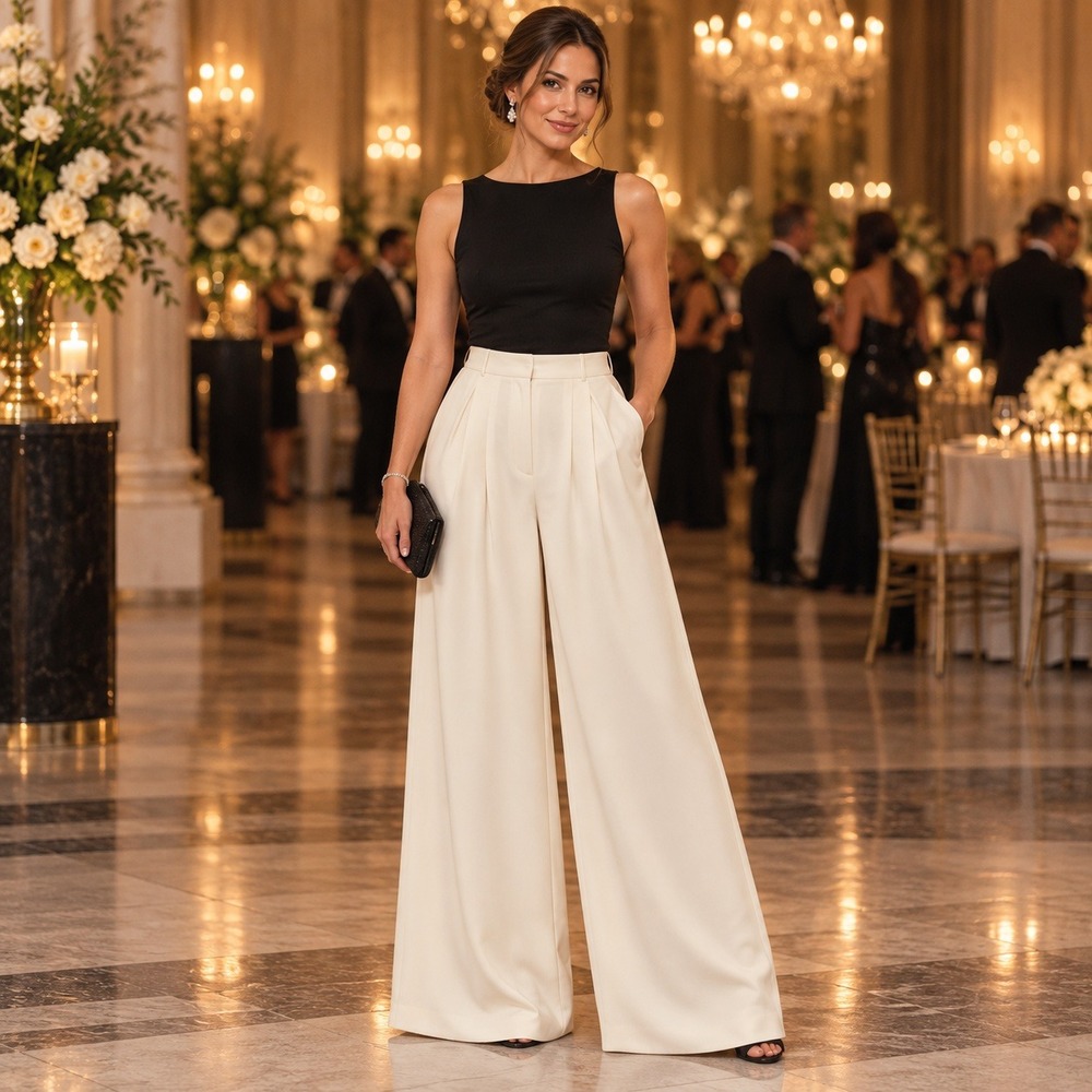 Carolina Herrera New York Silk Wide Leg Pleated Trousers Cream Size 2 NWT $1290